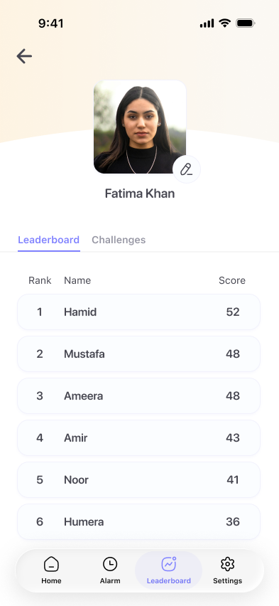 Leaderboard ranking friends by score